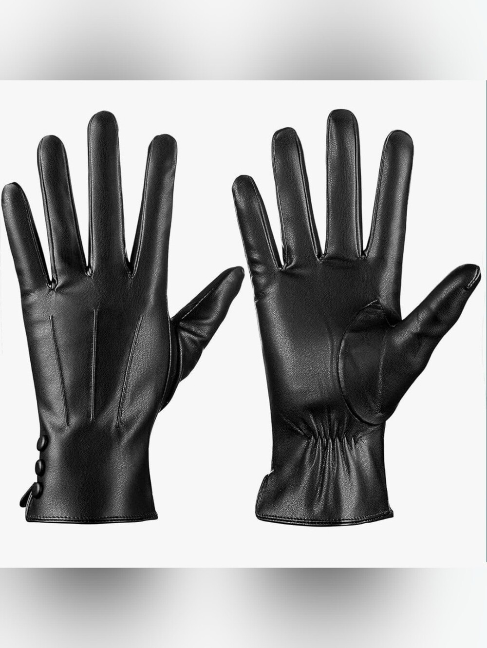 PU Leather Gloves XL Black Gloves Touch Screen Texting Cashmere Wool Lined Warm